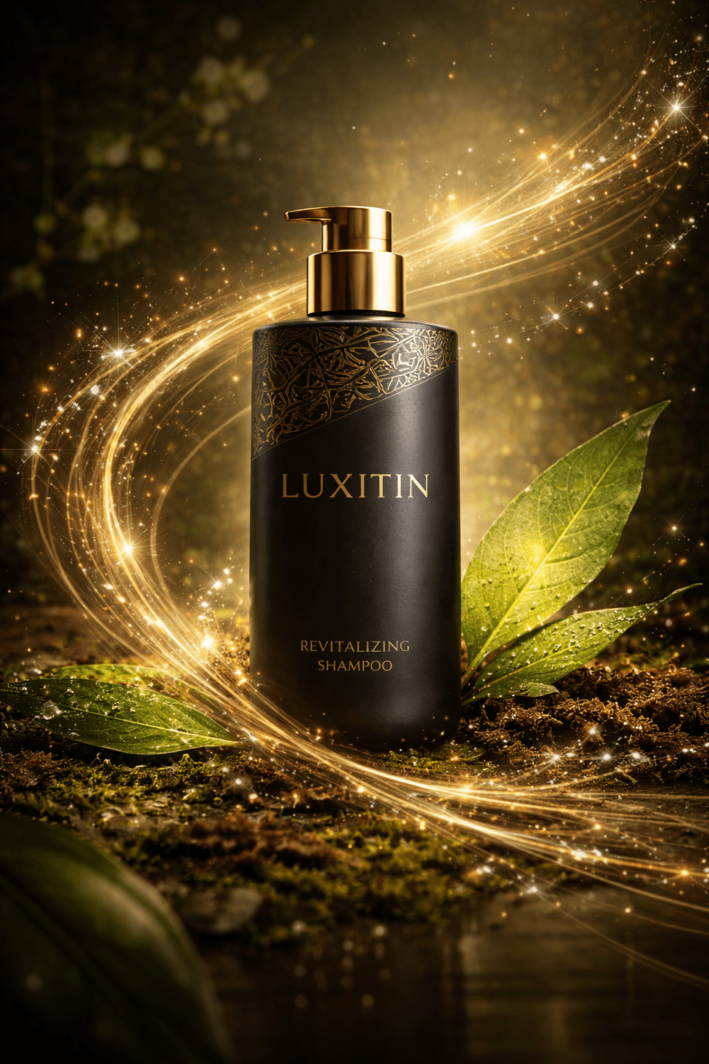 Luxitin Revitalizing Shampoo packaging illustration